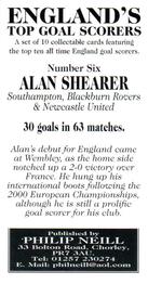 2002 Philip Neill England's Top Goal Scorers #6 Alan Shearer Back