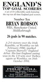 2002 Philip Neill England's Top Goal Scorers #10 Bryan Robson Back