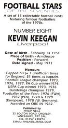 2002 Philip Neill Football Stars of the Seventies #8 Kevin Keegan Back