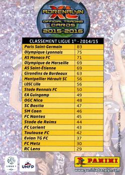 2015-16 Panini Adrenalyn XL Ligue 1 #1 Champion de France 2014-15 (1) Back
