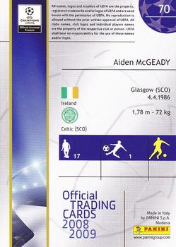 2008-09 Panini UEFA Champions League® Official Trading Cards #70 Aiden McGeady Back