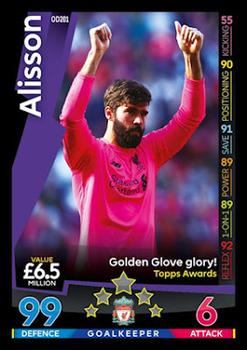 2018-19 Topps On-Demand Match Attax Premier League #OD201 Alisson Front