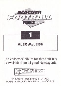 1991-92 Panini Scottish Football 92 #1 Alex McLeish Back