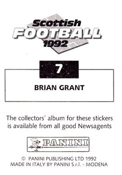 1991-92 Panini Scottish Football 92 #7 Brian Grant Back