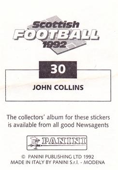 1991-92 Panini Scottish Football 92 #30 John Collins Back