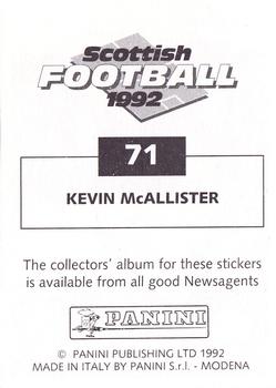 1991-92 Panini Scottish Football 92 #71 Kevin McAllister Back