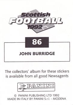 1991-92 Panini Scottish Football 92 #86 John Burridge Back