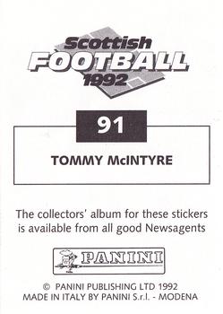 1991-92 Panini Scottish Football 92 #91 Tommy McIntyre Back