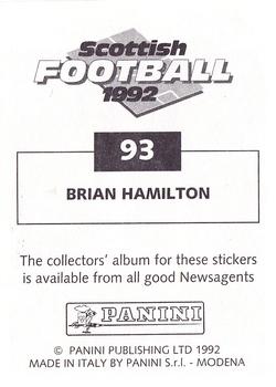 1991-92 Panini Scottish Football 92 #93 Brian Hamilton Back