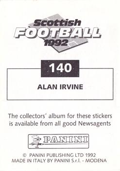 1991-92 Panini Scottish Football 92 #140 Alan Irvine Back