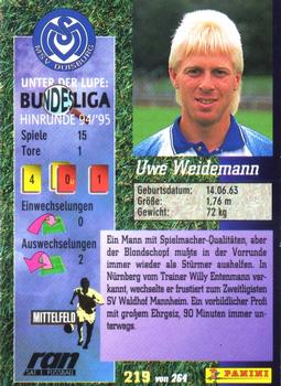1994-95 Fussball´95 #219 Uwe Weidemann Back