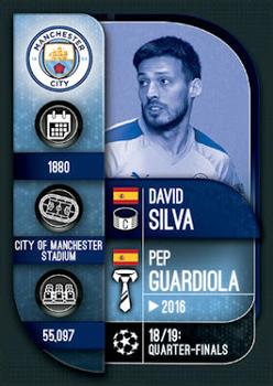 2019-20 Topps Match Attax UEFA Champions League UK #1 Manchester City Team Badge / David Silva Back