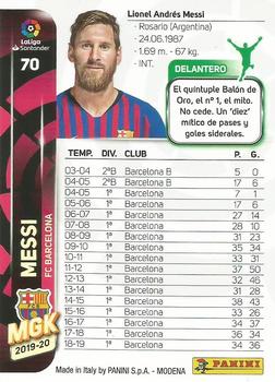 2019-20 Panini Megacracks LaLiga Santander #70 Messi Back