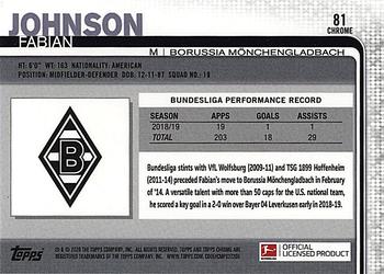 2019-20 Topps Chrome Bundesliga #81 Fabian Johnson Back