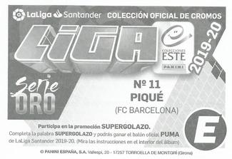 2019-20 Panini LaLiga Santander Este Stickers - Serie Oro #11 Gerard Piqué Back