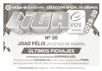 2019-20 Panini LaLiga Santander Este Stickers - Ultimos Fichajes #30 João Félix Back