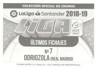 2018-19 Panini LaLiga Santander Este Stickers - Ultimos Fichajes #7 Alvaro Odriozola Back