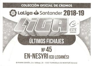 2018-19 Panini LaLiga Santander Este Stickers - Ultimos Fichajes #45 Youssef En-Nesyri Back