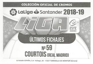 2018-19 Panini LaLiga Santander Este Stickers - Ultimos Fichajes #59 Thibaut Courtois Back