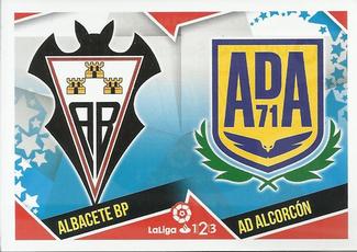 2018-19 Panini LaLiga Santander Este Stickers - Escudos Liga 123 #1 Albacete BP / AD Alcorcón Front