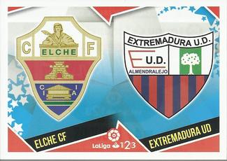 2018-19 Panini LaLiga Santander Este Stickers - Escudos Liga 123 #4 Elche CF / Extremadura UD Front