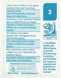 2010 Panini FIFA World Cup Stickers (Blue Back) #3 Official Logotype Back