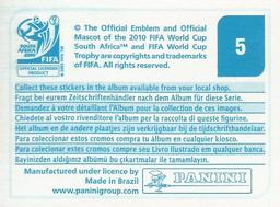 2010 Panini FIFA World Cup Stickers (Blue Back) #5 Official Ball Back