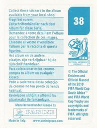 2010 Panini FIFA World Cup Stickers (Blue Back) #38 Aaron Mokoena Back