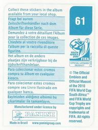 2010 Panini FIFA World Cup Stickers (Blue Back) #61 Giovani Dos Santos Back
