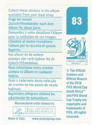 2010 Panini FIFA World Cup Stickers (Blue Back) #83 Edinson Cavani Back
