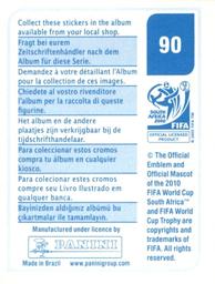 2010 Panini FIFA World Cup Stickers (Blue Back) #90 Steve Mandanda Back