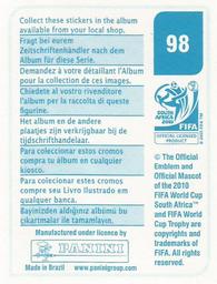 2010 Panini FIFA World Cup Stickers (Blue Back) #98 Yoann Gourcuff Back