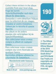 2010 Panini FIFA World Cup Stickers (Blue Back) #190 David Beckham Back