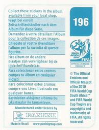 2010 Panini FIFA World Cup Stickers (Blue Back) #196 Theo Walcott Back