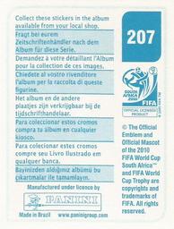 2010 Panini FIFA World Cup Stickers (Blue Back) #207 Jonathan Bornstein Back
