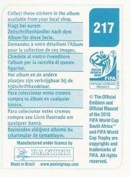 2010 Panini FIFA World Cup Stickers (Blue Back) #217 Damarcus Beasley Back