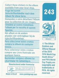 2010 Panini FIFA World Cup Stickers (Blue Back) #243 Miso Brecko Back