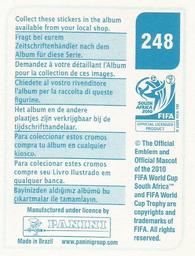 2010 Panini FIFA World Cup Stickers (Blue Back) #248 Robert Koren Back