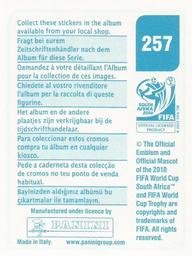 2010 Panini FIFA World Cup Stickers (Blue Back) #257 Zlatko Dedic Back