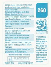 2010 Panini FIFA World Cup Stickers (Blue Back) #260 Rene Adler Back