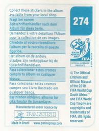 2010 Panini FIFA World Cup Stickers (Blue Back) #274 Lukas Podolski Back