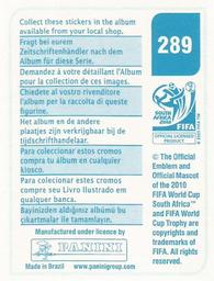 2010 Panini FIFA World Cup Stickers (Blue Back) #289 Mark Bresciano Back