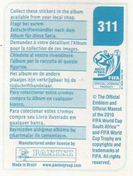 2010 Panini FIFA World Cup Stickers (Blue Back) #311 Marko Pantelic Back