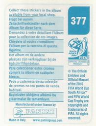 2010 Panini FIFA World Cup Stickers (Blue Back) #377 Marcus Tulio Tanaka Back