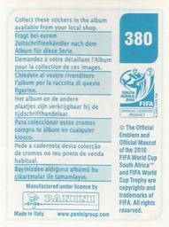 2010 Panini FIFA World Cup Stickers (Blue Back) #380 Yuto Nagatomo Back