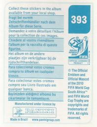2010 Panini FIFA World Cup Stickers (Blue Back) #393 Idriss Kameni Back