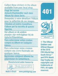 2010 Panini FIFA World Cup Stickers (Blue Back) #401 Thimothee Atouba Back