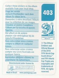 2010 Panini FIFA World Cup Stickers (Blue Back) #403 Achille Emana Back