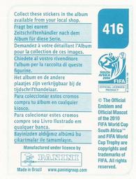 2010 Panini FIFA World Cup Stickers (Blue Back) #416 Gianluca Zambrotta Back