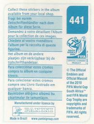 2010 Panini FIFA World Cup Stickers (Blue Back) #441 Enrique Vera Back